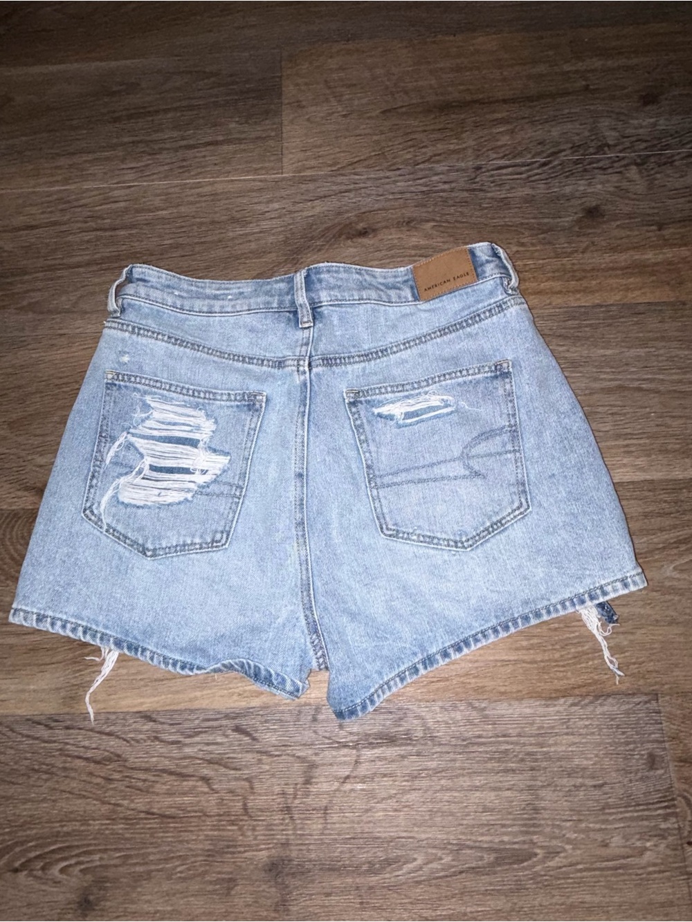 American Eagle Outfitters Light Blue Distressed Jean Shorts - Picture 2 of 4